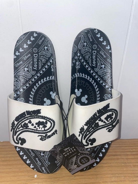 Disney Shoes - Disney Black & White Paisley Mickey Slide Sandals